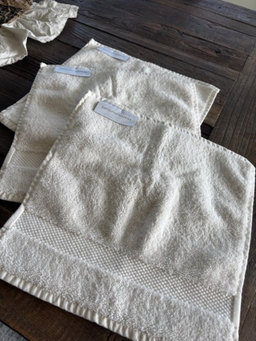 NEW (3) Restoration Hardware 100% Turkish Cotton white wash cloths - SALE!